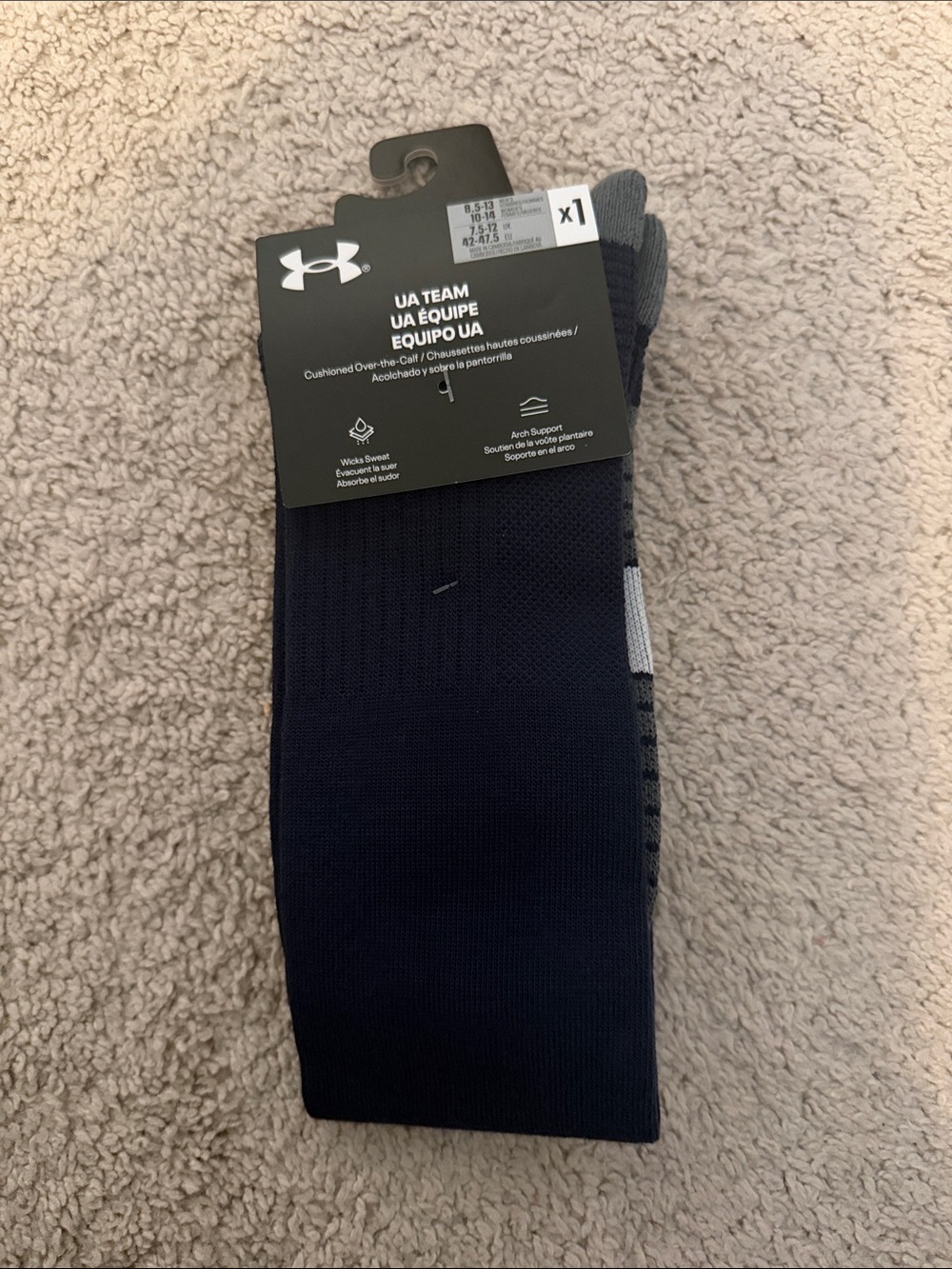 Under Armour UA Team Over-the-Calf Socks - Navy & Gray